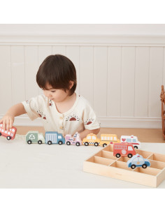 VIGA Wooden Set of Colorful City Vehicles 9 pcs. 2