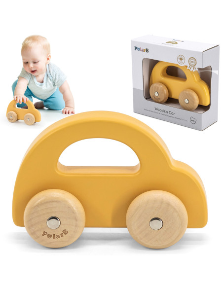 VIGA PolarB Wooden Push Car Yellow