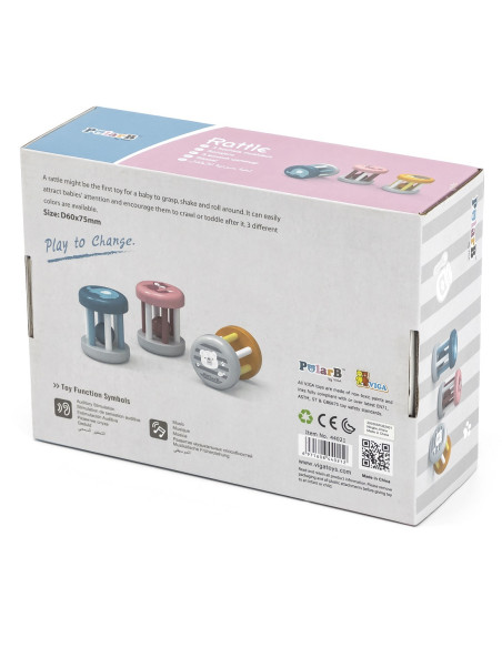 VIGA PolarB Wooden Rattle with Animal