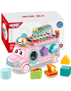 WOOPIE BABY Музыкальный автомобиль-сортер с тарелками розовый