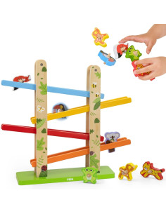 VIGA Wooden Slide for Animals Jungle 7 pcs.