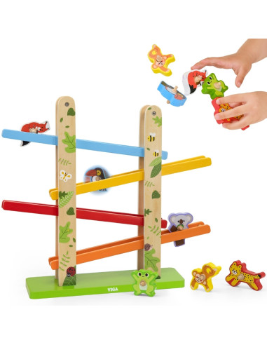 VIGA Wooden Slide for Animals Jungle 7 pcs.