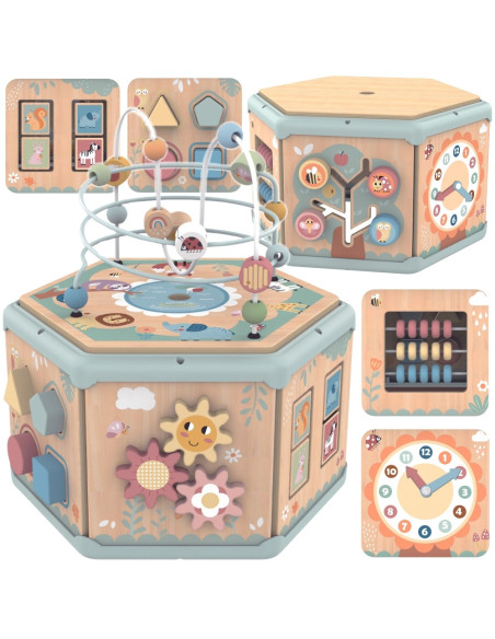 TOOKY TOY Interactive Wooden Montessori Hexagon Opening Box