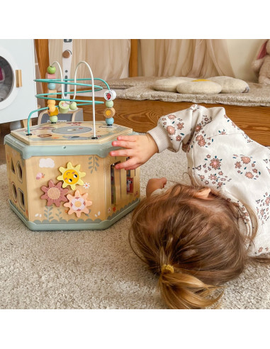 TOOKY TOY Interactive Wooden Montessori Hexagon Opening Box