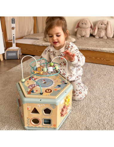 TOOKY TOY Interactive Wooden Montessori Hexagon Opening Box