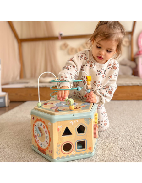 TOOKY TOY Interactive Wooden Montessori Hexagon Opening Box