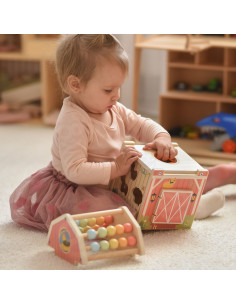 TOOKY TOY Wooden Barn Activity Sorter Montessori Abacus 2