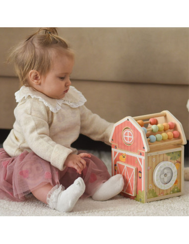 TOOKY TOY Wooden Barn Activity Sorter Montessori Abacus