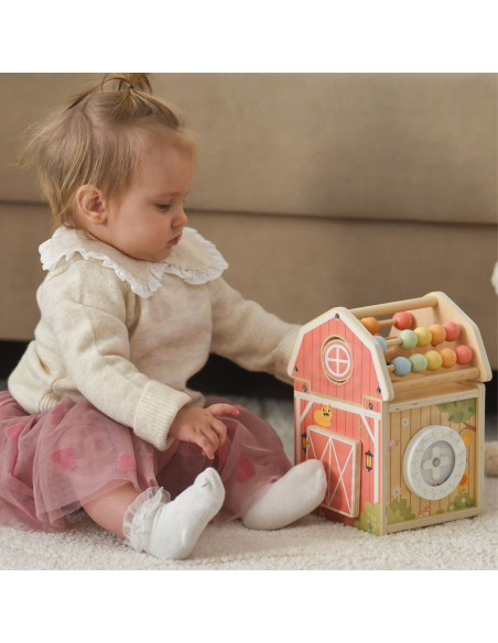 TOOKY TOY Wooden Barn Activity Sorter Montessori Abacus