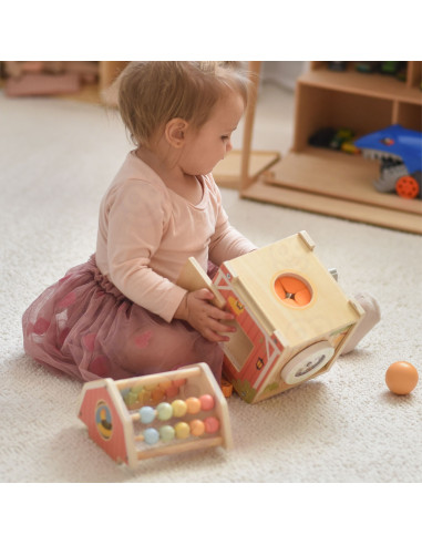 TOOKY TOY Wooden Barn Activity Sorter Montessori Abacus