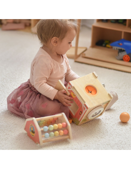 TOOKY TOY Wooden Barn Activity Sorter Montessori Abacus