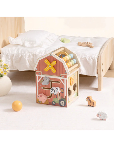 TOOKY TOY Wooden Barn Activity Sorter Montessori Abacus