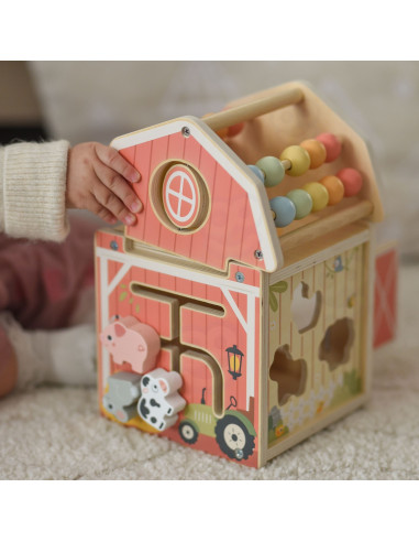 TOOKY TOY Wooden Barn Activity Sorter Montessori Abacus