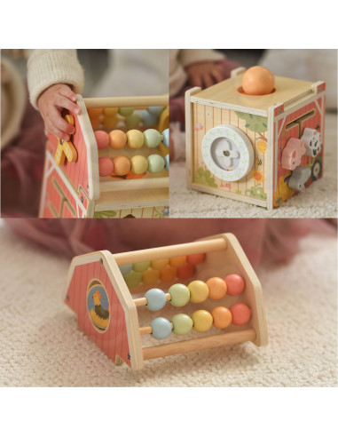TOOKY TOY Wooden Barn Activity Sorter Montessori Abacus