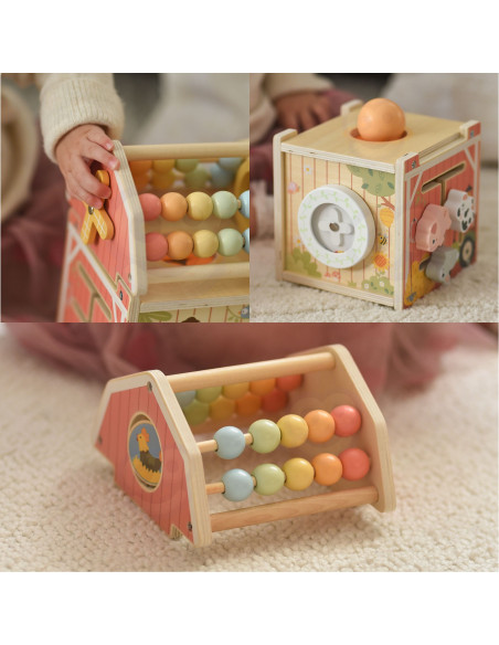 TOOKY TOY Wooden Barn Activity Sorter Montessori Abacus