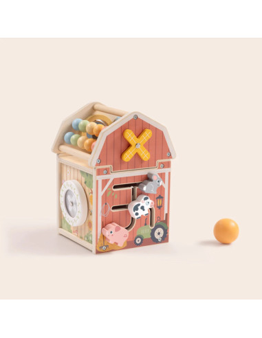 TOOKY TOY Wooden Barn Activity Sorter Montessori Abacus