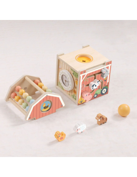 TOOKY TOY Wooden Barn Activity Sorter Montessori Abacus