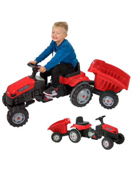 WOOPIE Farmer GoTrac MAXI Pedal Tractor with Silent Wheel Trailer