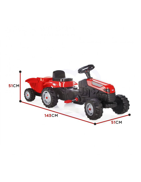 WOOPIE Farmer GoTrac MAXI Pedal Tractor with Silent Wheel Trailer