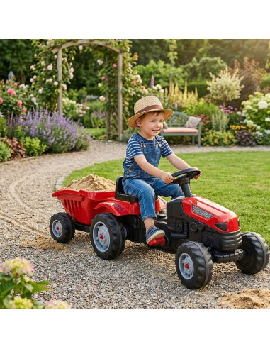 WOOPIE Farmer GoTrac MAXI Pedal Tractor with Silent Wheel Trailer