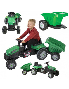 WOOPIE Farmer GoTrac MAXI pedalinis traktorius su priekaba su tyliuoju ratu