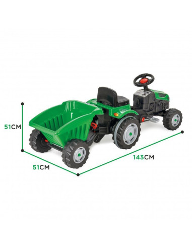 WOOPIE Farmer GoTrac MAXI Pedal Tractor with Silent Wheel Trailer