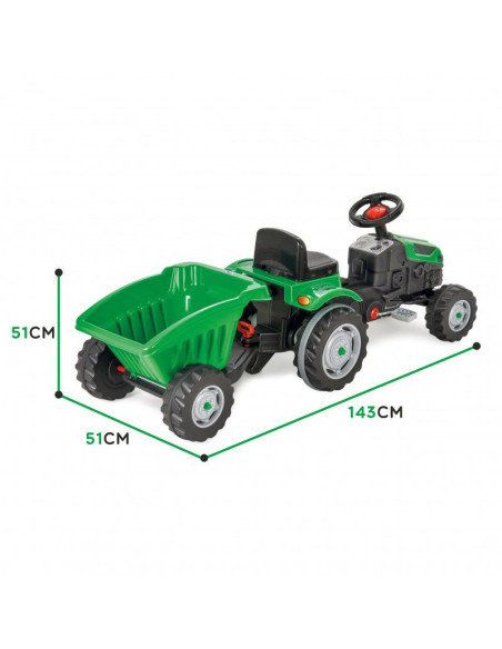 WOOPIE Farmer GoTrac MAXI Pedal Tractor with Silent Wheel Trailer