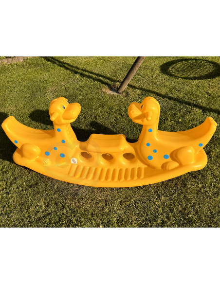 Многоместная качалка-балансир WOOPI Dino Rocker Balance Swing желтого цвета.