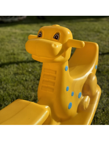 Многоместная качалка-балансир WOOPI Dino Rocker Balance Swing желтого цвета.