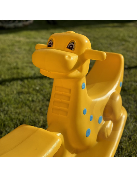 Многоместная качалка-балансир WOOPI Dino Rocker Balance Swing желтого цвета.