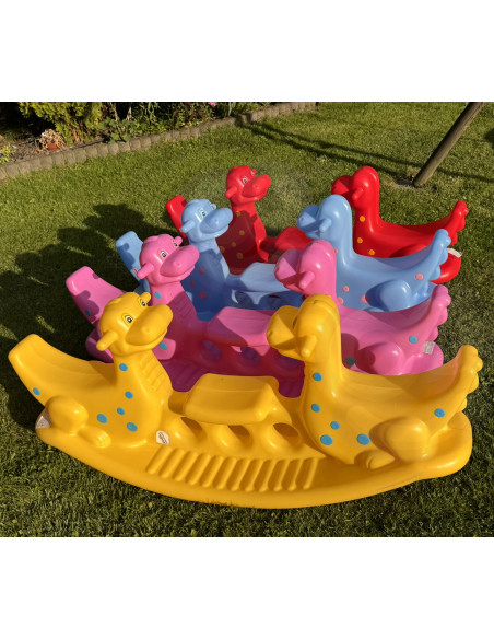 Многоместная качалка-балансир WOOPI Dino Rocker Balance Swing желтого цвета.