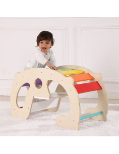 WOOPIE GREEN Medinis vaivorykštinis supynės lopšys ir tiltelis 2-in-1 Montessori FSC 2