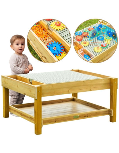 MASTERKIDZ medinis mokomasis stalas 1200L STEM lauke + priedai