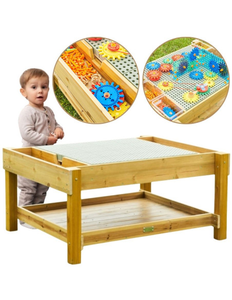 MASTERKIDZ medinis mokomasis stalas 1200L STEM lauke + priedai