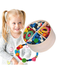 VIGA medinių karoliukų vėrimo rinkinys 608 dalių dėžutė