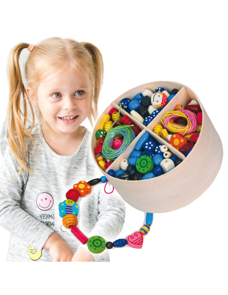 VIGA Wooden Bead Stringing Set 608 Pieces Box