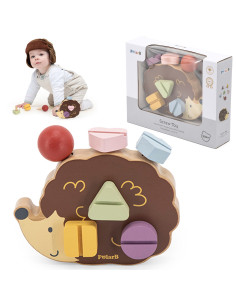 VIGA PolarB Medinis konstrukcinis žaislas ežiukas su Montessori varžtais