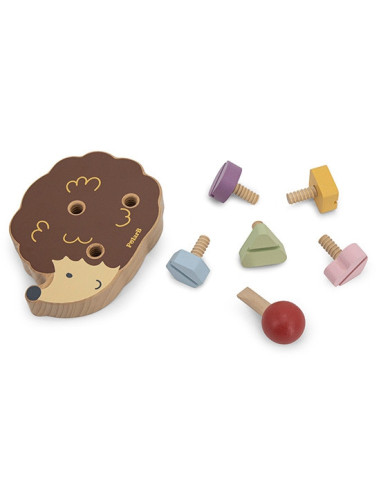 VIGA PolarB Medinis konstrukcinis žaislas ežiukas su Montessori varžtais