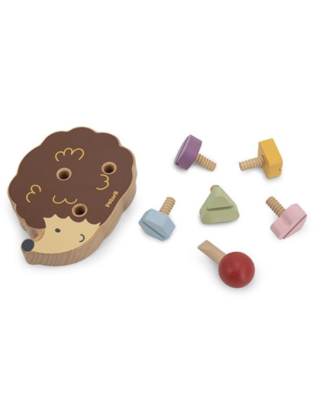 VIGA PolarB Medinis konstrukcinis žaislas ežiukas su Montessori varžtais