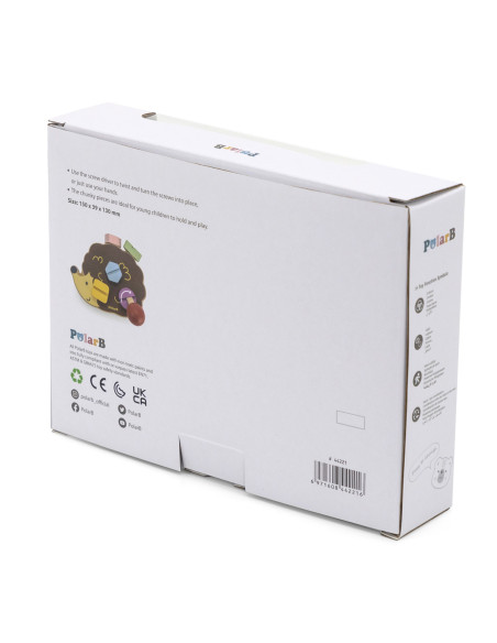 VIGA PolarB Medinis konstrukcinis žaislas ežiukas su Montessori varžtais