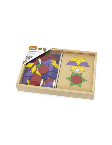 VIGA Mediniai geometriniai mozaikiniai dienovaizdžio blokai Montessori loginė dėlionė 148 dalys