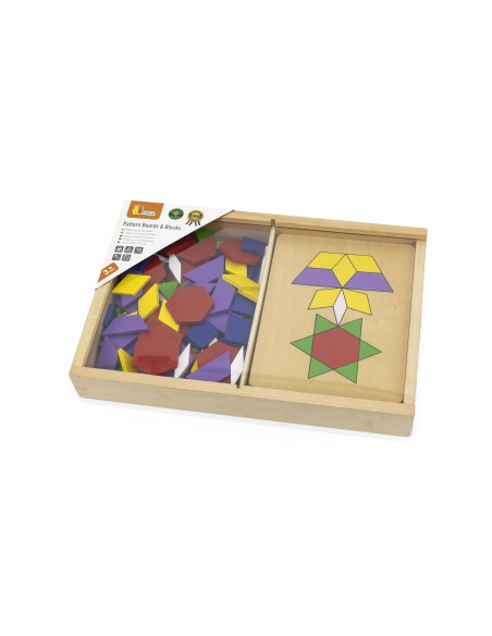 VIGA Mediniai geometriniai mozaikiniai dienovaizdžio blokai Montessori loginė dėlionė 148 dalys
