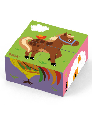 VIGA Wooden Puzzle Farm 4 Blocks