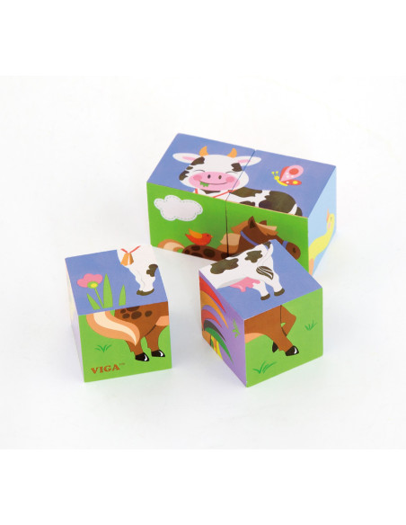 VIGA Wooden Puzzle Farm 4 Blocks
