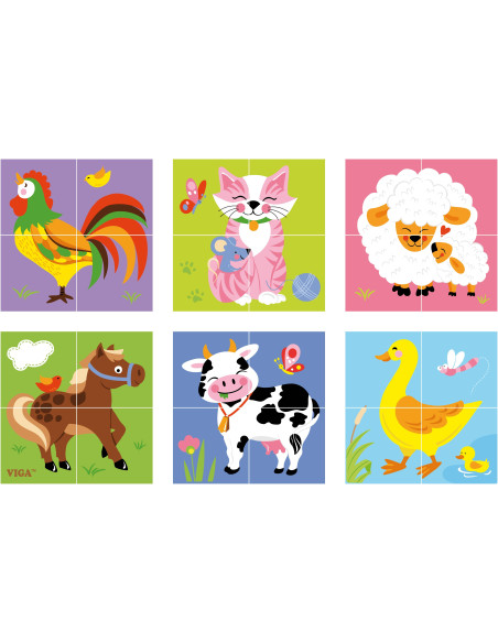 VIGA Wooden Puzzle Farm 4 Blocks