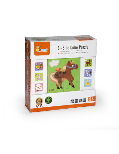 VIGA Wooden Puzzle Farm 4 Blocks