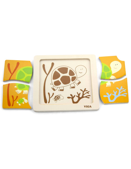 VIGA Medinės dėlionės 12 lentų, po 4 dėliones kiekvienoje, stove