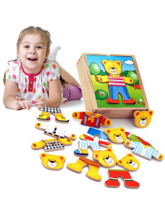 VIGA Medinė dėlionė Edukacinė dėlionė Aprenk meškiuką berniuką