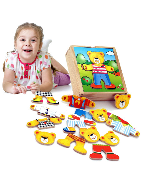 VIGA Medinė dėlionė Edukacinė dėlionė Aprenk meškiuką berniuką