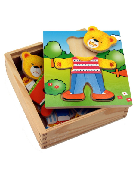 VIGA Medinė dėlionė Edukacinė dėlionė Aprenk meškiuką berniuką